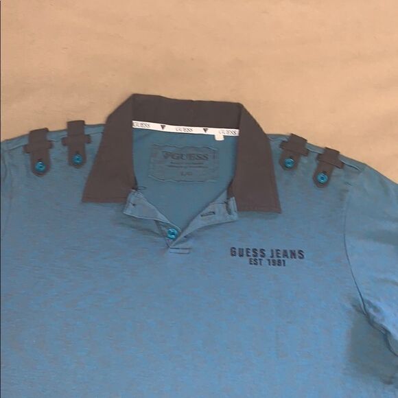 Guess blue two tone Polo Shirt - Picture 2 of 5